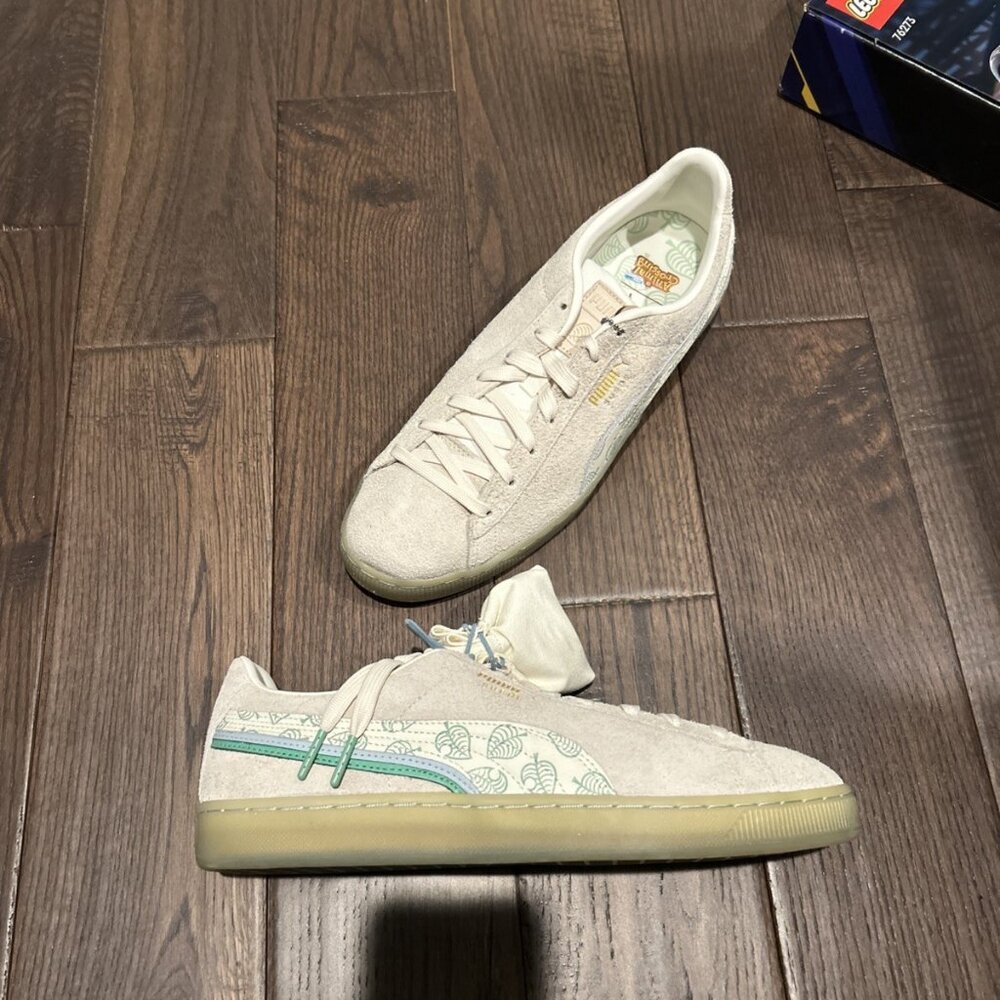 Puma Suede Animal Crossing Sneakers Men's Size 11 White/ Green 382962-01